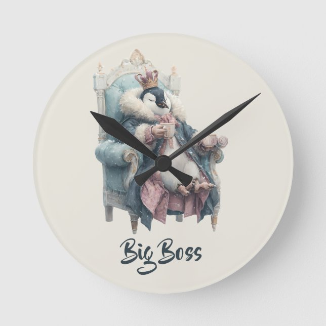 Horloge Ronde Conception de manchot d'hiver Big Boss (Recto)