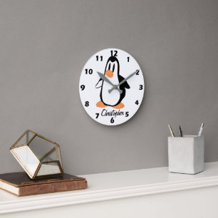 Horloge Ronde Conception de manchot personnalisée