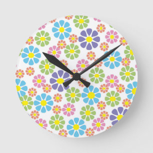 Horloge Ronde Conception de motif d'art floral coloré