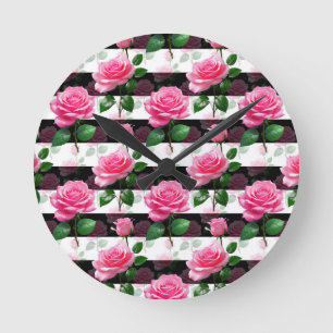 Horloge Ronde Conception de Motif de fleurs Arrière - plans trié
