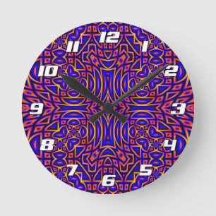 Horloge Ronde Conception de motif de kaléidoscope rétro classe