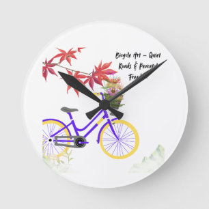 Horloge Ronde Conception de motivation de bicyclette florale