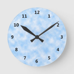 Horloge Ronde Conception de nuages bleus et blancs