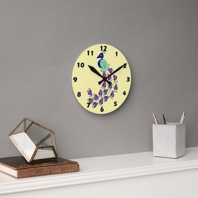 Horloge Ronde Conception de paon (Bureau)