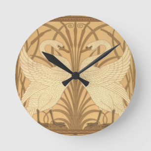Horloge Ronde Conception de papier peint de cygne