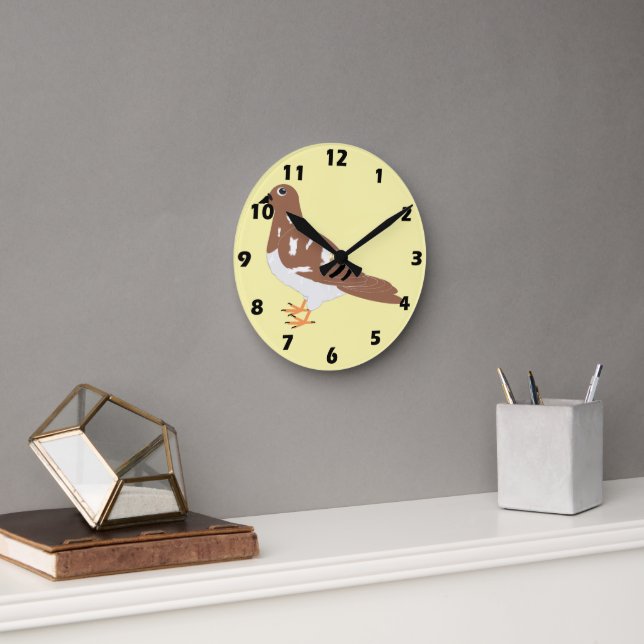 Horloge Ronde Conception de pigeon brun (Bureau)