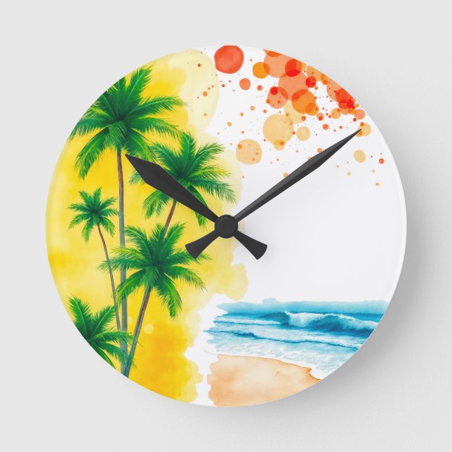 Horloge Ronde conception de plage “Été” (Recto)