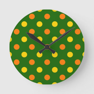 Horloge Ronde Conception de points orange jaune vert