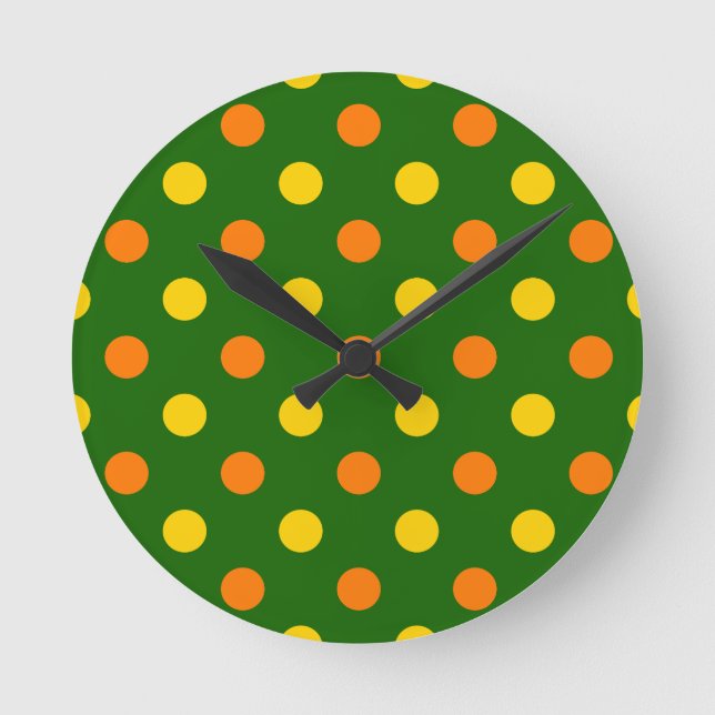 Horloge Ronde Conception de points orange jaune vert  (Recto)