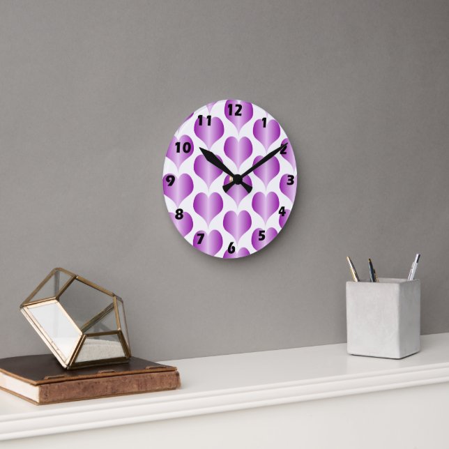 Horloge Ronde Conception de Purple Hearts (Bureau)
