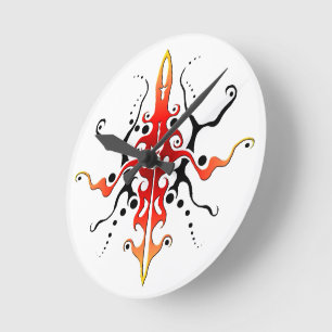 Horloge Ronde Conception de tatouage Tribal Masque Abstrait - ro