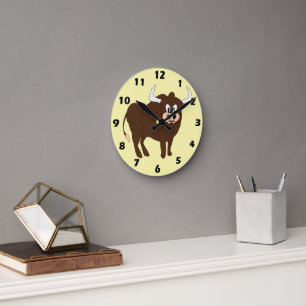 Horloge Ronde Conception de taureau marron