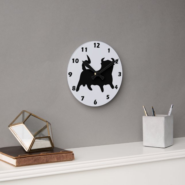 Horloge Ronde Conception de taureau noir (Bureau)