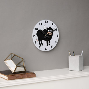 Horloge Ronde Conception de taureau noir