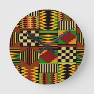Horloge Ronde Conception de tissu Royal Kente en Afrique