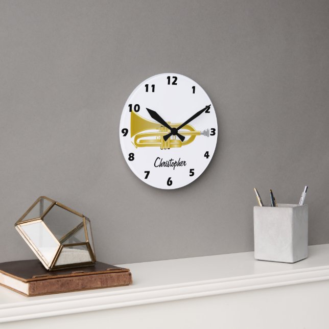 Horloge Ronde Conception de trompette personnalisée (Bureau)