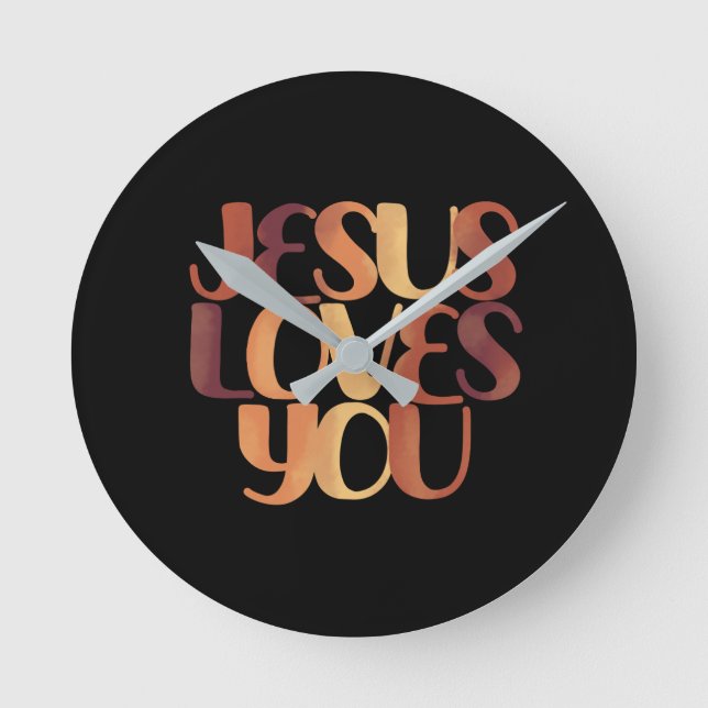 Horloge Ronde Conception de typographie chrétienne Jésus aime  (Recto)
