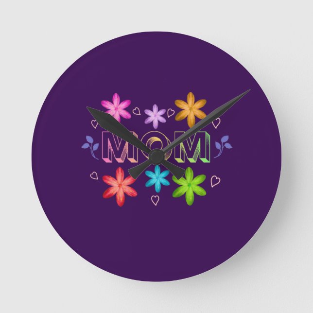 Horloge Ronde Conception de typographie maman, texte d'art de ci (Recto)