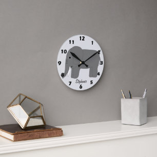 Horloge Ronde Conception d'éléphant personnalisée