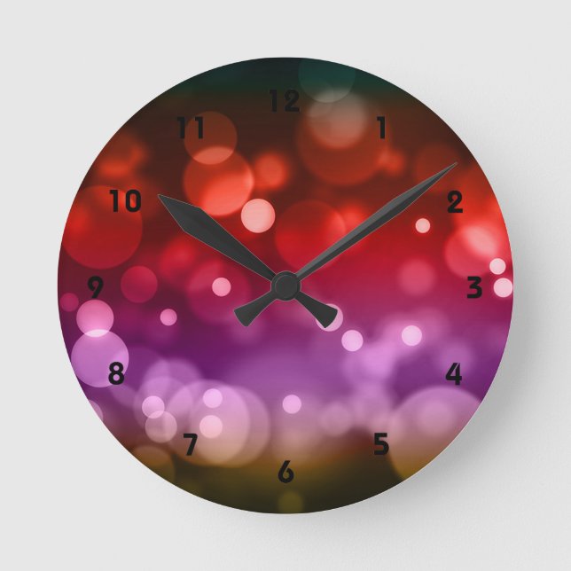 Horloge Ronde Conception des cercles de livres rouges, violets e (Recto)