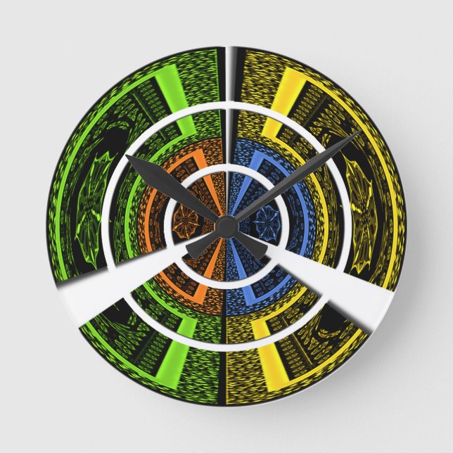 Horloge Ronde Conception d'icônes traditionnelles colorées (Recto)
