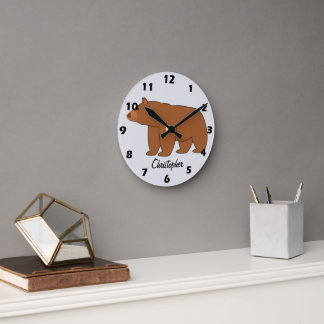 Horloge Ronde Conception d'ours grizzly Fond de n'importe quelle