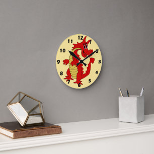 Horloge Ronde Conception Dragon Rouge