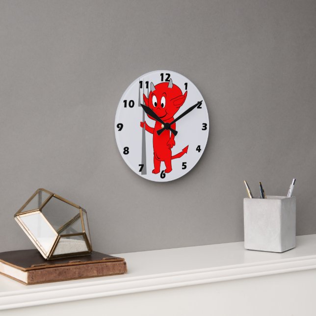 Horloge Ronde Conception du Diable Rouge (Bureau)
