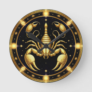 Horloge Ronde Conception du zodiaque Scorpion doré