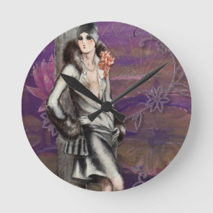 Horloge Ronde Conception d'une dame Vintage Art Déco