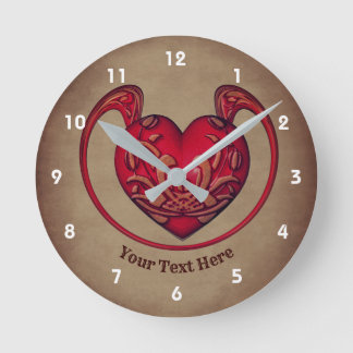 Horloge Ronde Conception élégante et personnalisée du coeur roug