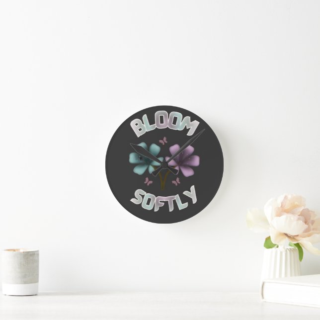 Horloge Ronde Conception florale de printemps Bloom Softly Paste (Maison)