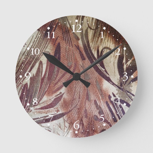 Horloge Ronde Conception florale marron abstraite 2 (Recto)