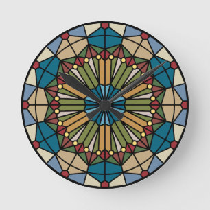 Horloge Ronde conception géométrique de motif en verre souillé