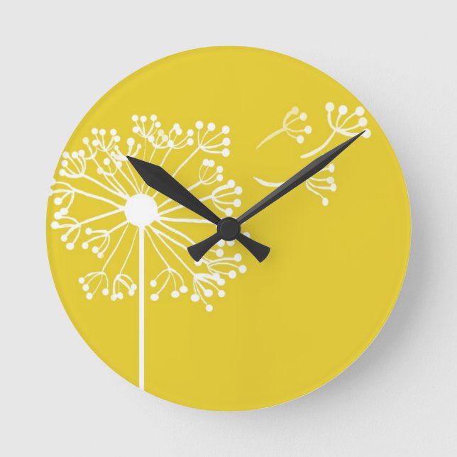 Horloge Ronde Conception jaune de pissenlit (Recto)