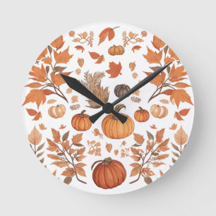 Horloge Ronde Conception motif d'automne