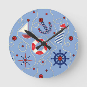 Horloge Ronde Conception nautique de patchwork