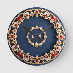 Horloge Ronde Conception Ornementale Florale Élégante