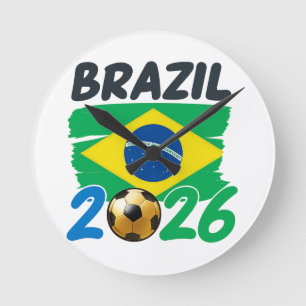 Horloge Ronde Conception pour les fans de football Brésil 2026 a