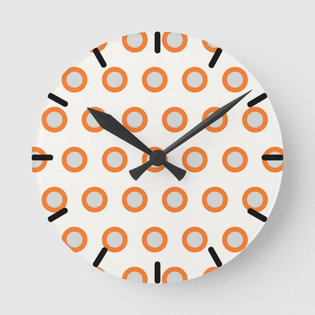 Horloge Ronde Conception rétro à points ronds orange (Recto)