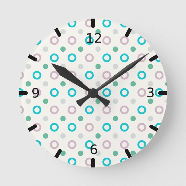Horloge Ronde Conception rétro point circulaire bleu et violet (Recto)
