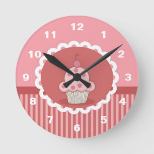 Horloge Ronde Conception rose de petit gâteau