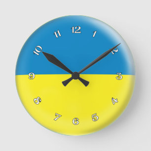 Horloge Ronde Conception ukrainienne de bulle de drapeau de