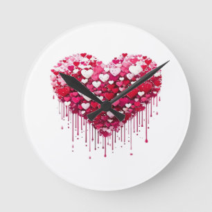 Horloge Ronde Conceptions de cœur de la Saint-Valentin Peinture