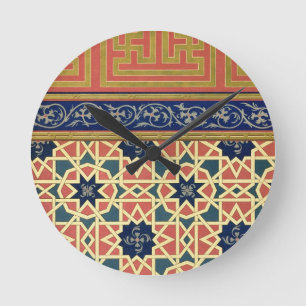 Horloge Ronde Conceptions décoratives arabes (litho de couleur)