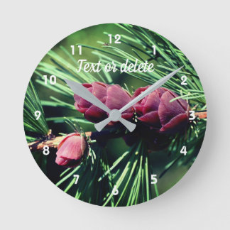 Horloge Ronde Cônes de pin miniature personnalisés