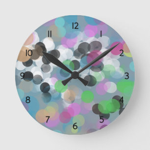 Horloge Ronde Confettis colorés en Bokeh