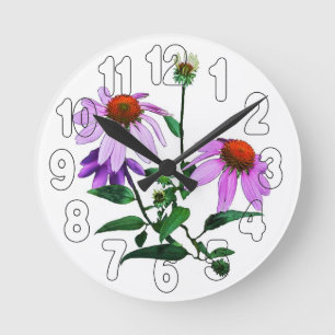 Horloge Ronde Confleur violet blanc