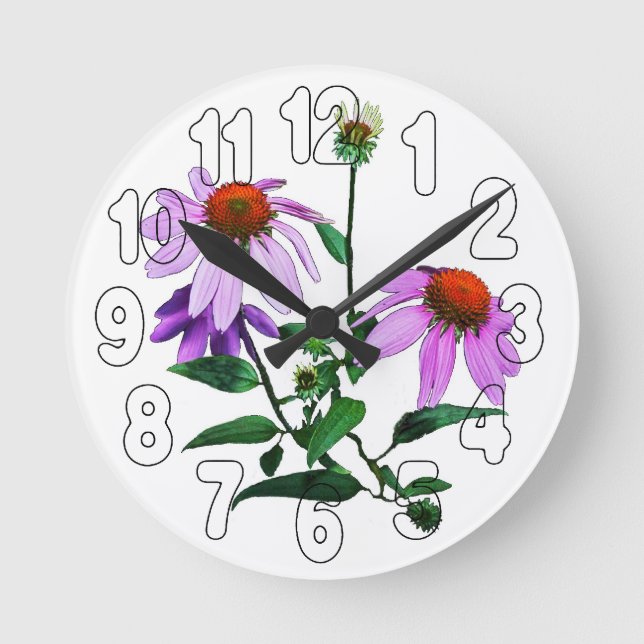Horloge Ronde Confleur violet blanc (Recto)
