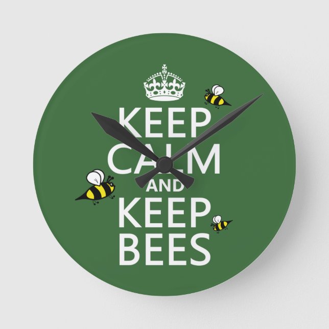 Horloge Ronde Conserver le calme et garder les abeilles - toutes (Recto)